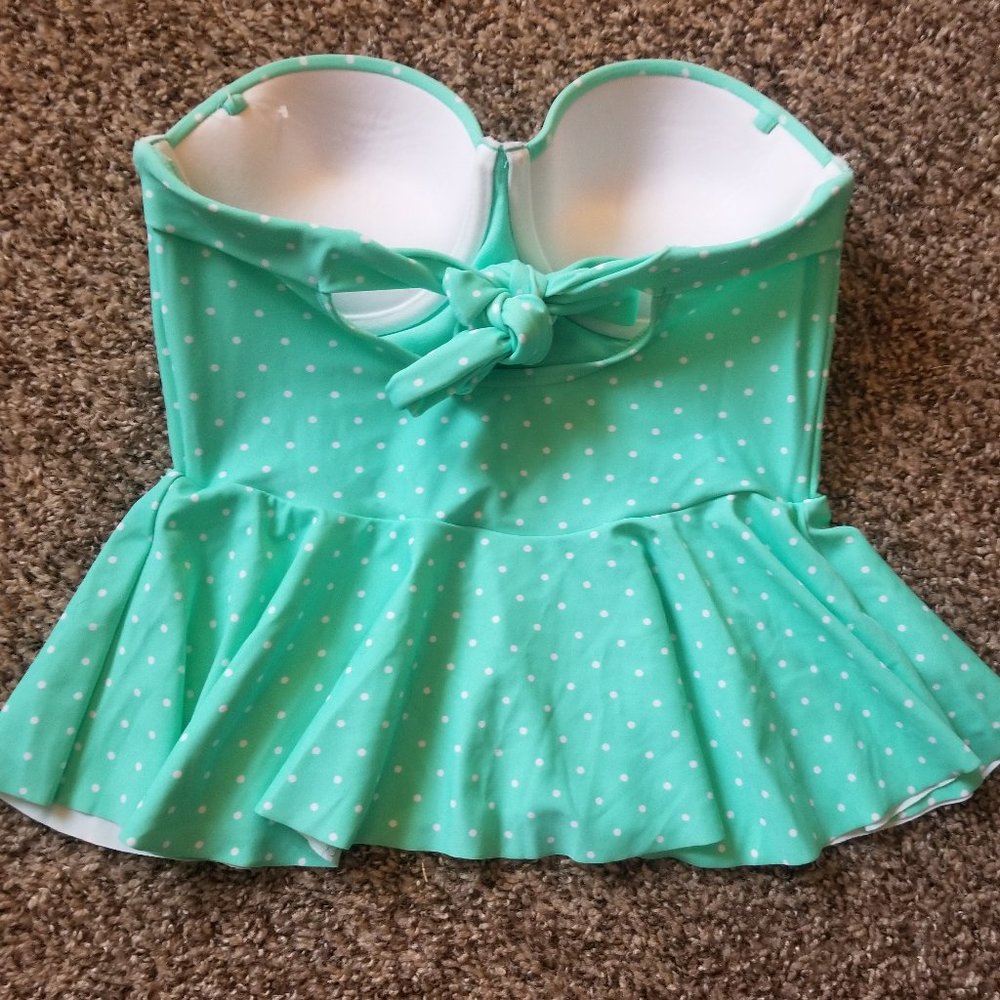 Polka Dot Peplum Tankini - Strapless